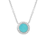 0.04ct Diamond & 0.33ct Composite Turquoise 14k White Gold Necklace